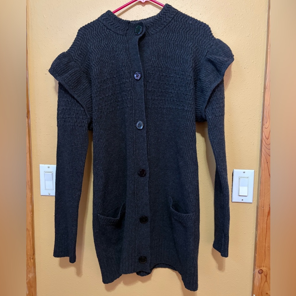See By Chloe Gray and Black Cable Knit Cardigan IT 44 US 8